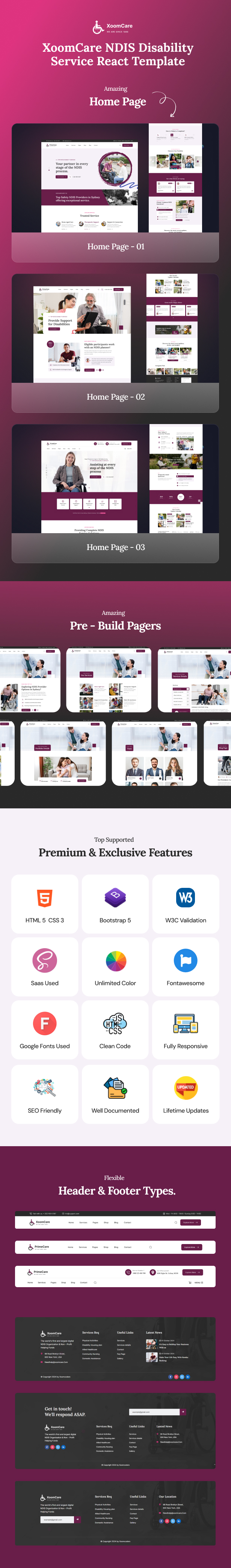 XoomCare — NDIS Disability & Elderly Special Care React Js Template